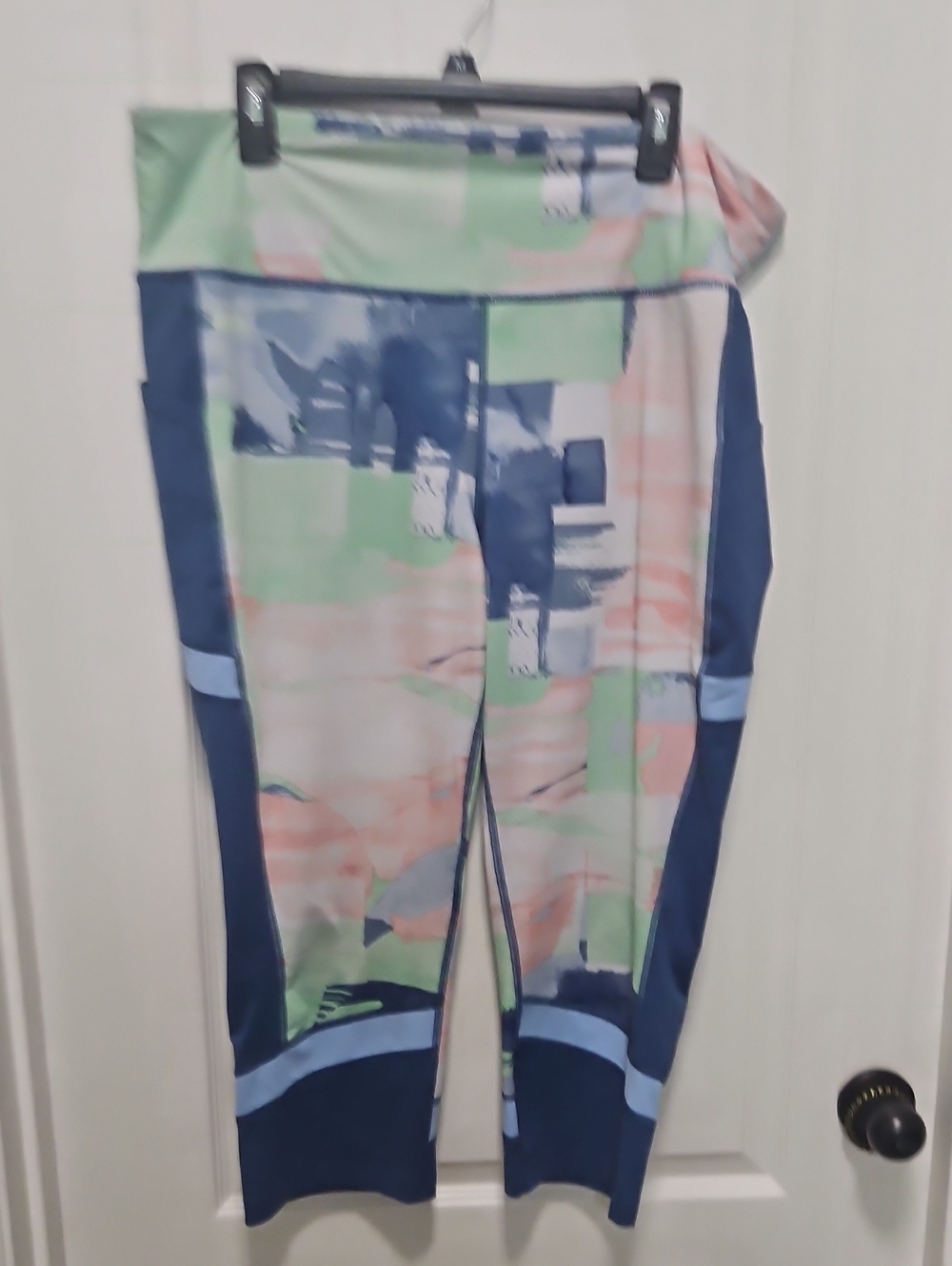 tek gear Light Blue Athletic Leggings with Navy Trim